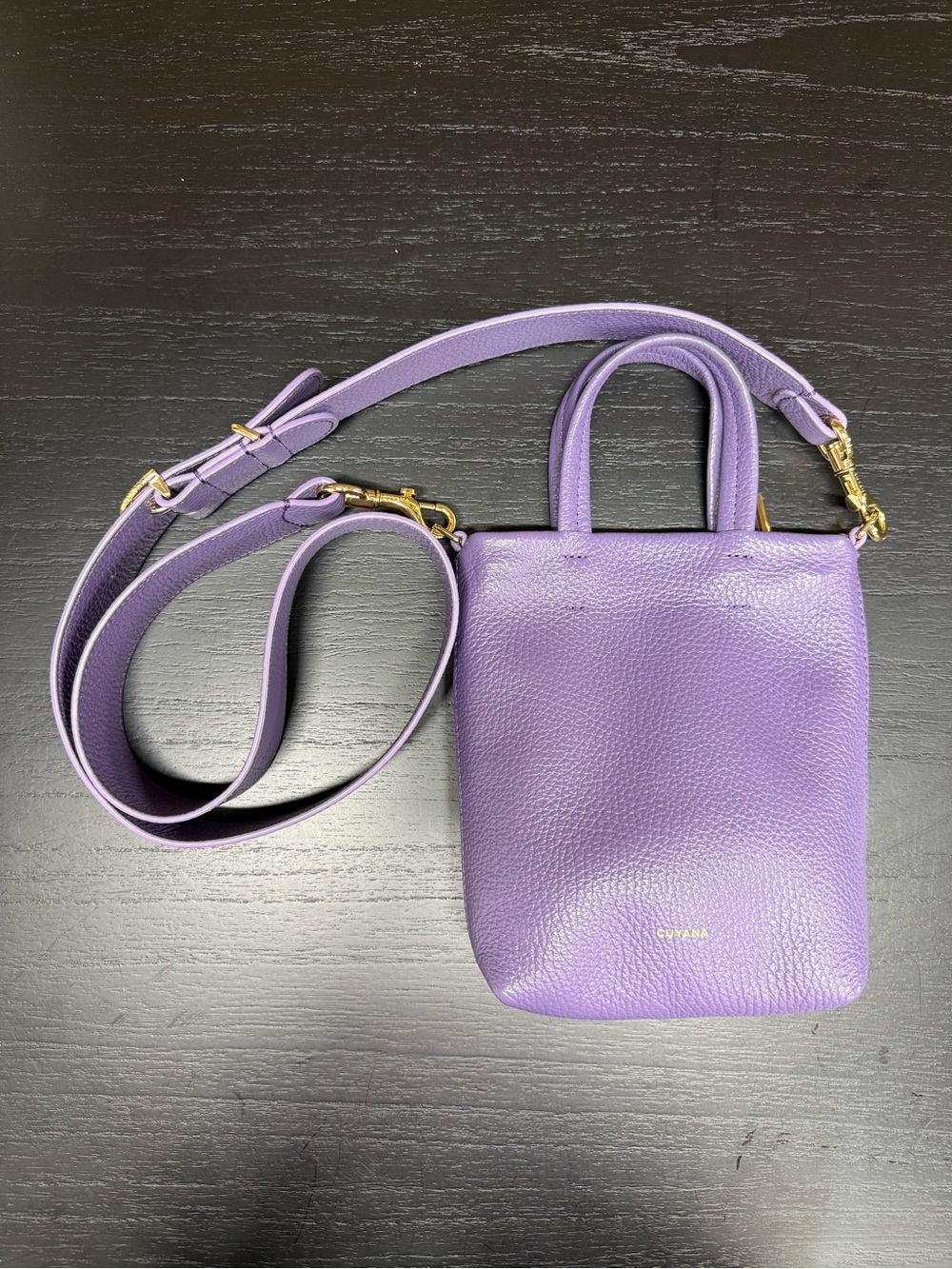 Cuyana Lavender Pebbled Leather Easy Phone Tote